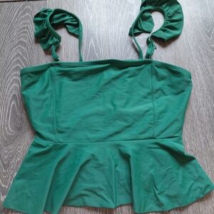 Green Peplum Tank Top - Unbranded